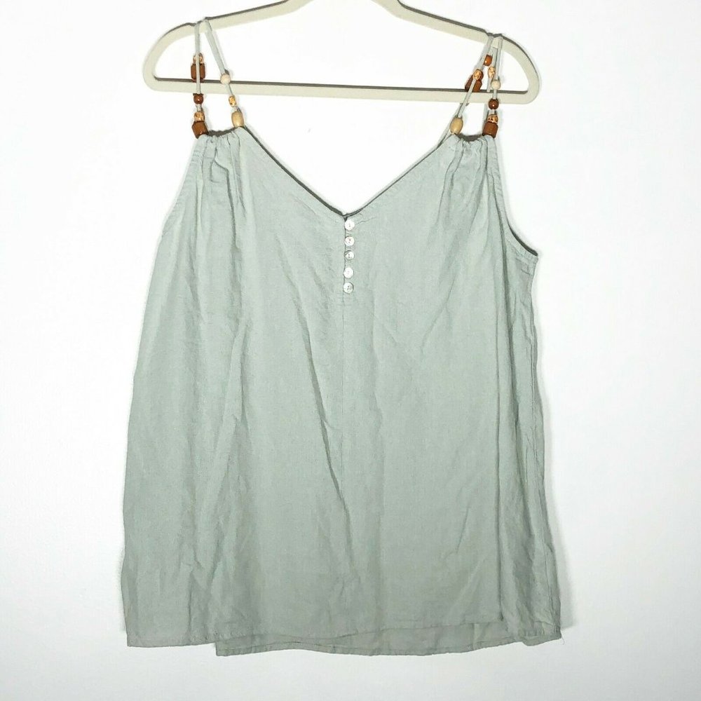 Maurices Tank Top Womens XL Linen Blend Seafoam